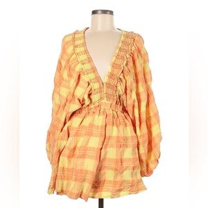 NWT Orange and Yellow Plaid Romper